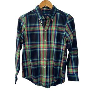 Ralph Lauren Black Green Plaid Long Sleeve Button Down Shirt Medium 10-12 NWT